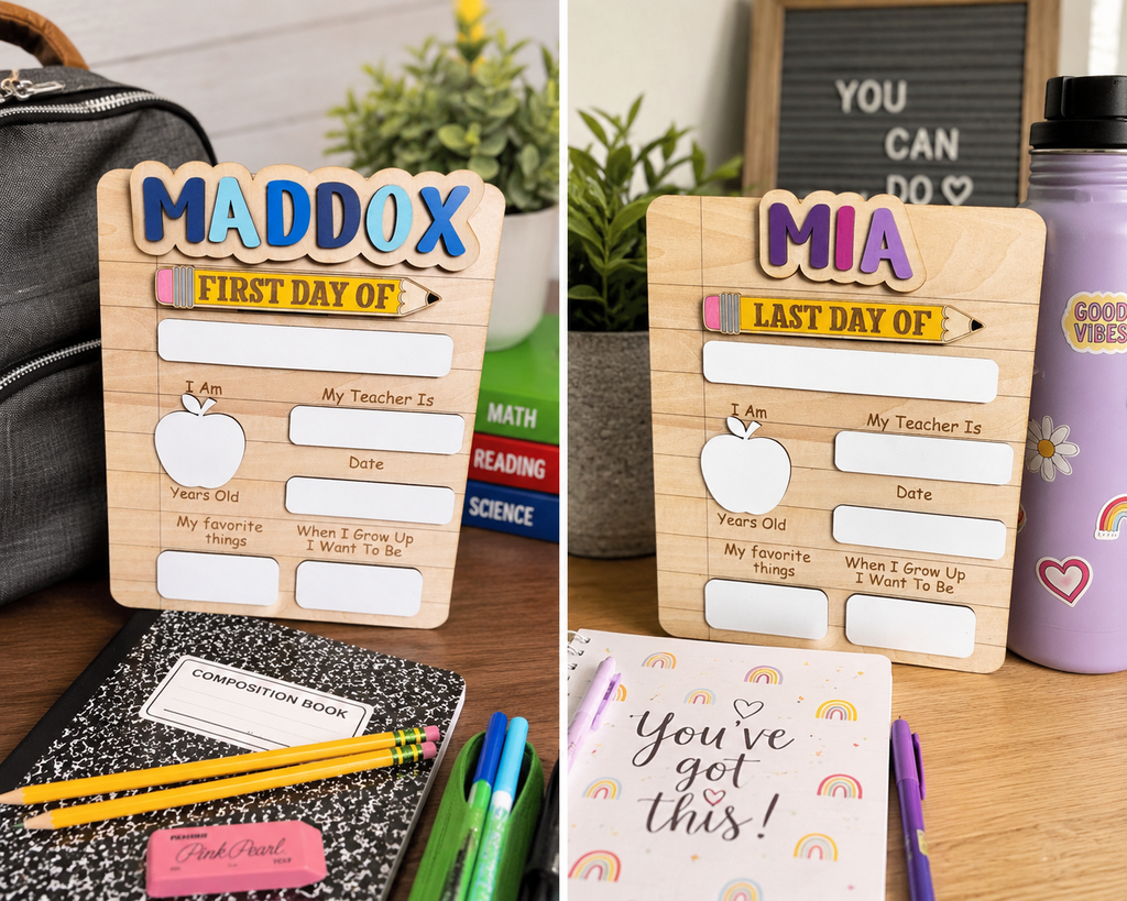 Personalized First & Last Day of School Reusable Milestone Sign | Dry Erase School Board | Custom Back to School Photo Prop
