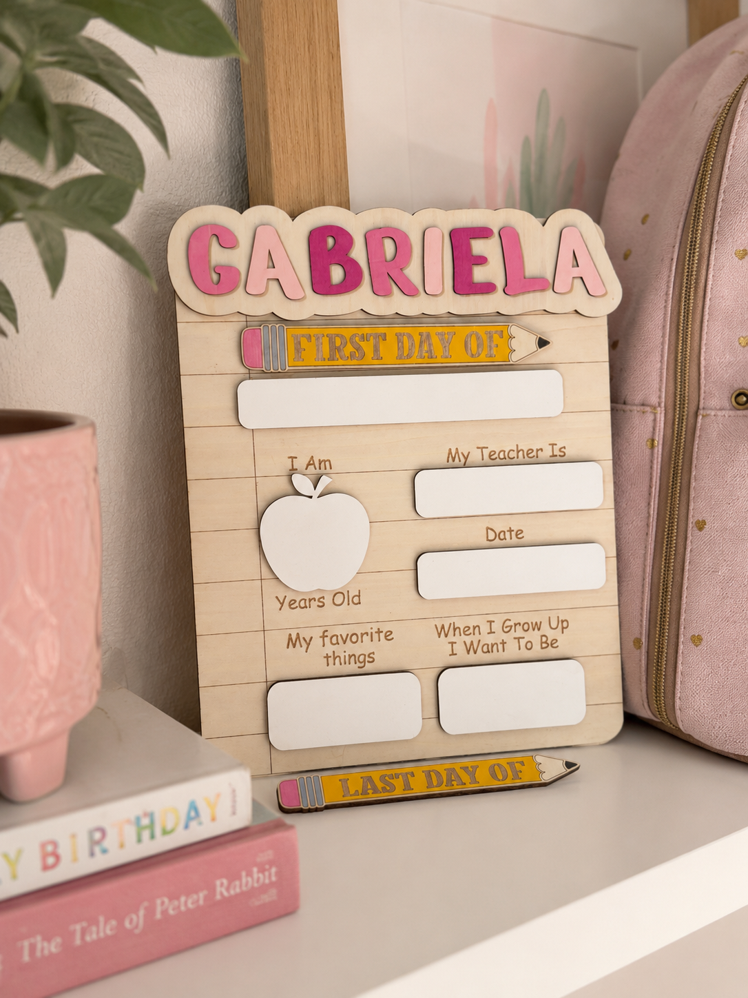 Personalized First & Last Day of School Reusable Milestone Sign | Dry Erase School Board | Custom Back to School Photo Prop