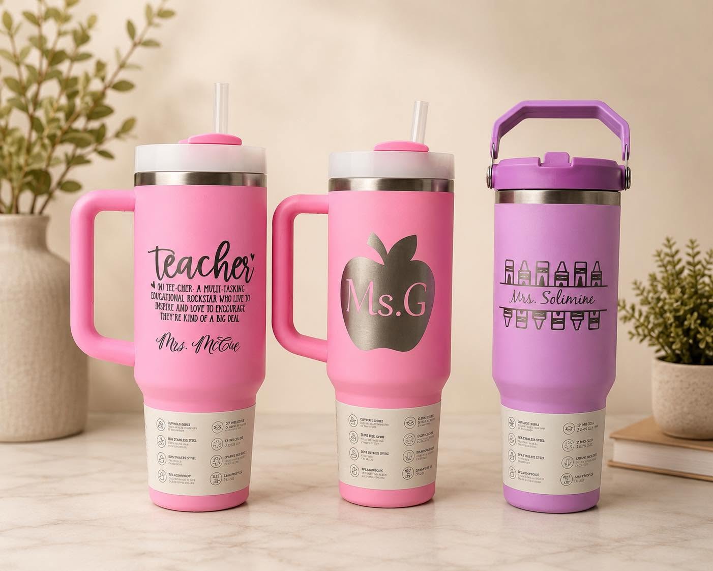 Personalized Teacher Tumbler | Custom Engraved Stanley, Yeti & Stainless Steel Water Bottles