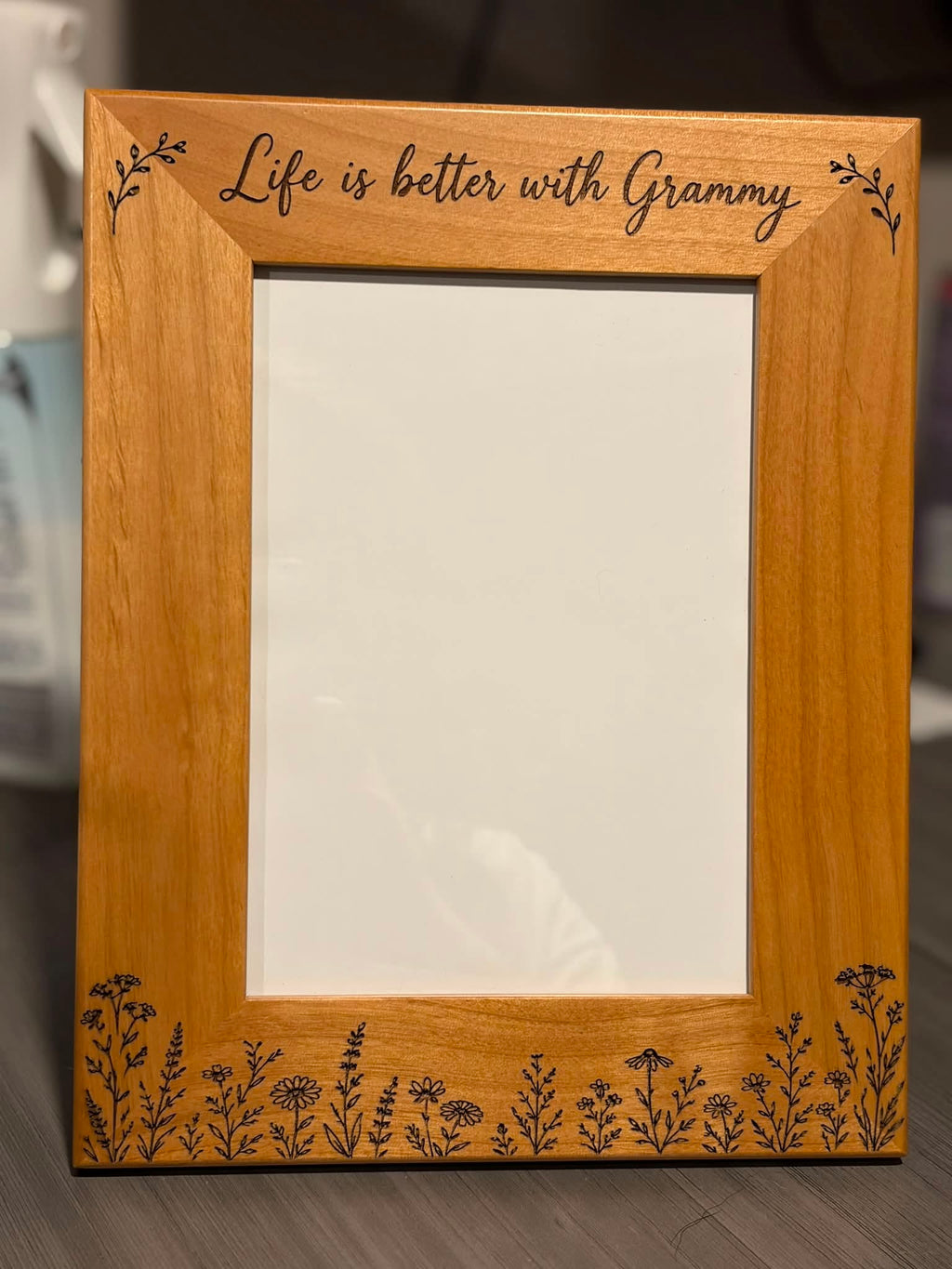 Personalized Handwriting Engraved 5x7 Wood Picture Frame – Custom Child Handwriting Laser Engraved Frame