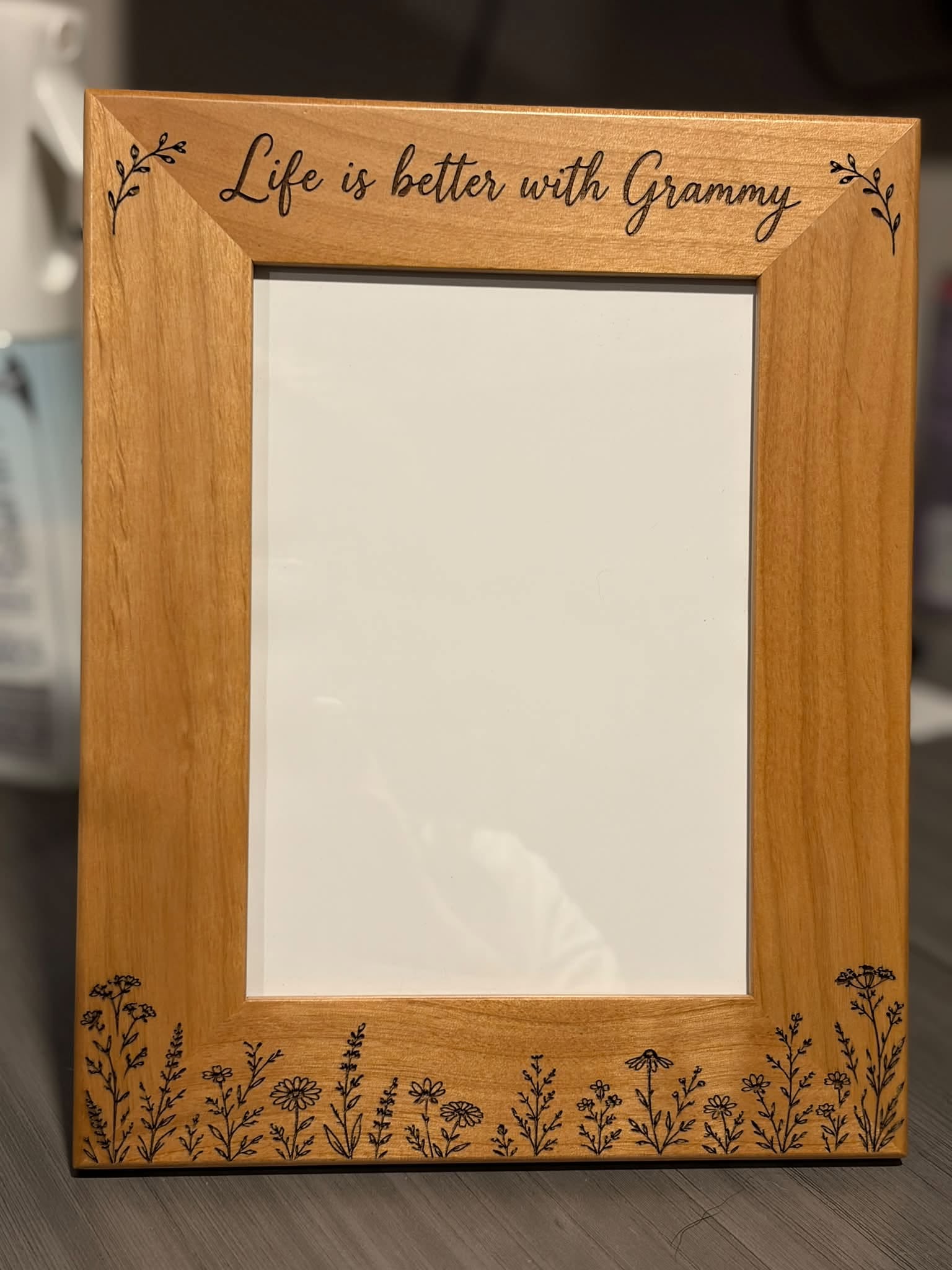 Personalized Handwriting Engraved 5x7 Wood Picture Frame – Custom Child Handwriting Laser Engraved Frame