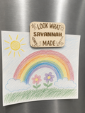 Personalized "Look What I Made" Wooden Fridge Magnet | Custom Kids Artwork Display Magnet