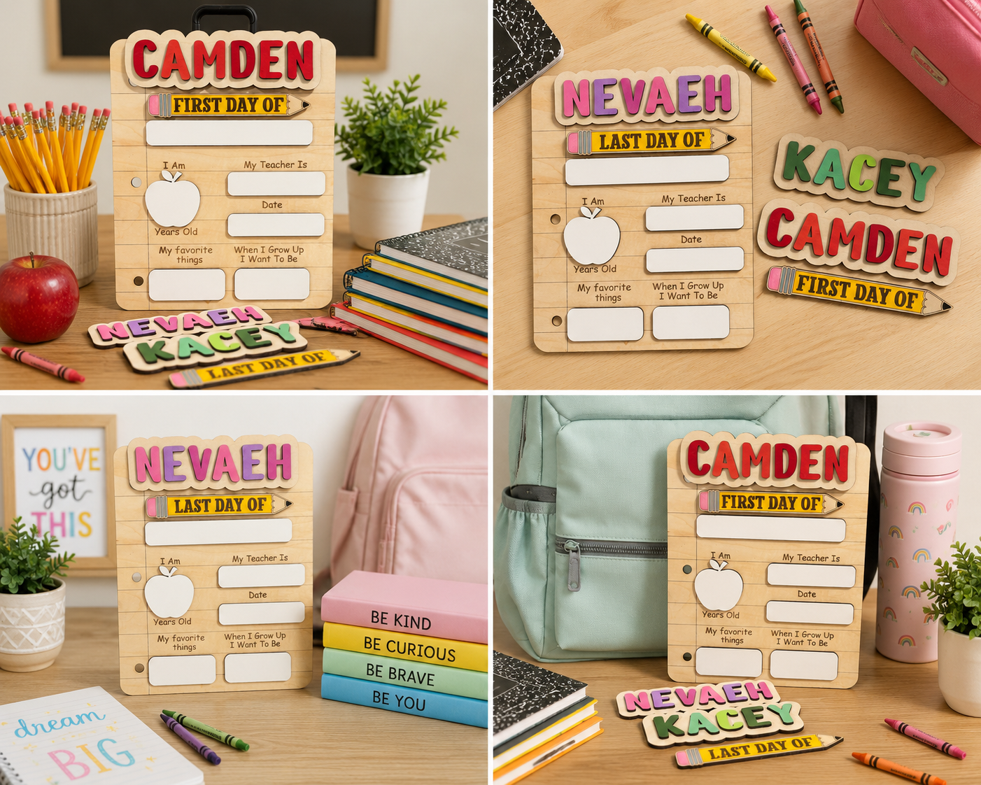 Personalized First & Last Day of School Reusable Milestone Sign | Dry Erase School Board | Custom Back to School Photo Prop