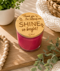 Personalized Teacher Appreciation Soy Candle – “Thank You for Helping Me Shine” Peony Rose Candle