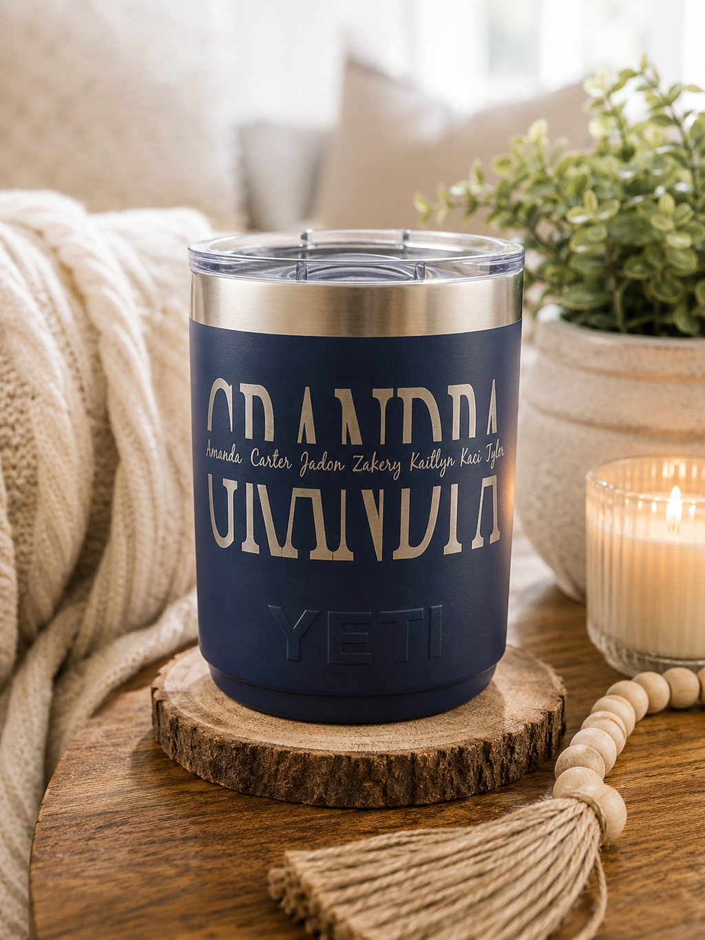 Personalized Laser Engraved Stainless Steel Tumbler – Custom Dad, Papa or Grandpa Name with Kids Names
