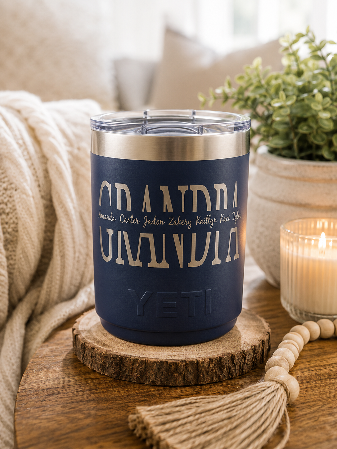 Personalized Laser Engraved Stainless Steel Tumbler – Custom Dad, Papa or Grandpa Name with Kids Names
