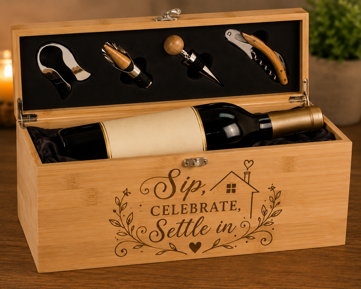 Personalized Housewarming Wine Box Gift Set | Custom New Home Wine Box | First Home Gift | Wine Lover Gift