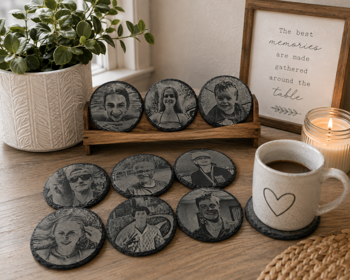 Personalized Photo Engraved Slate Coasters