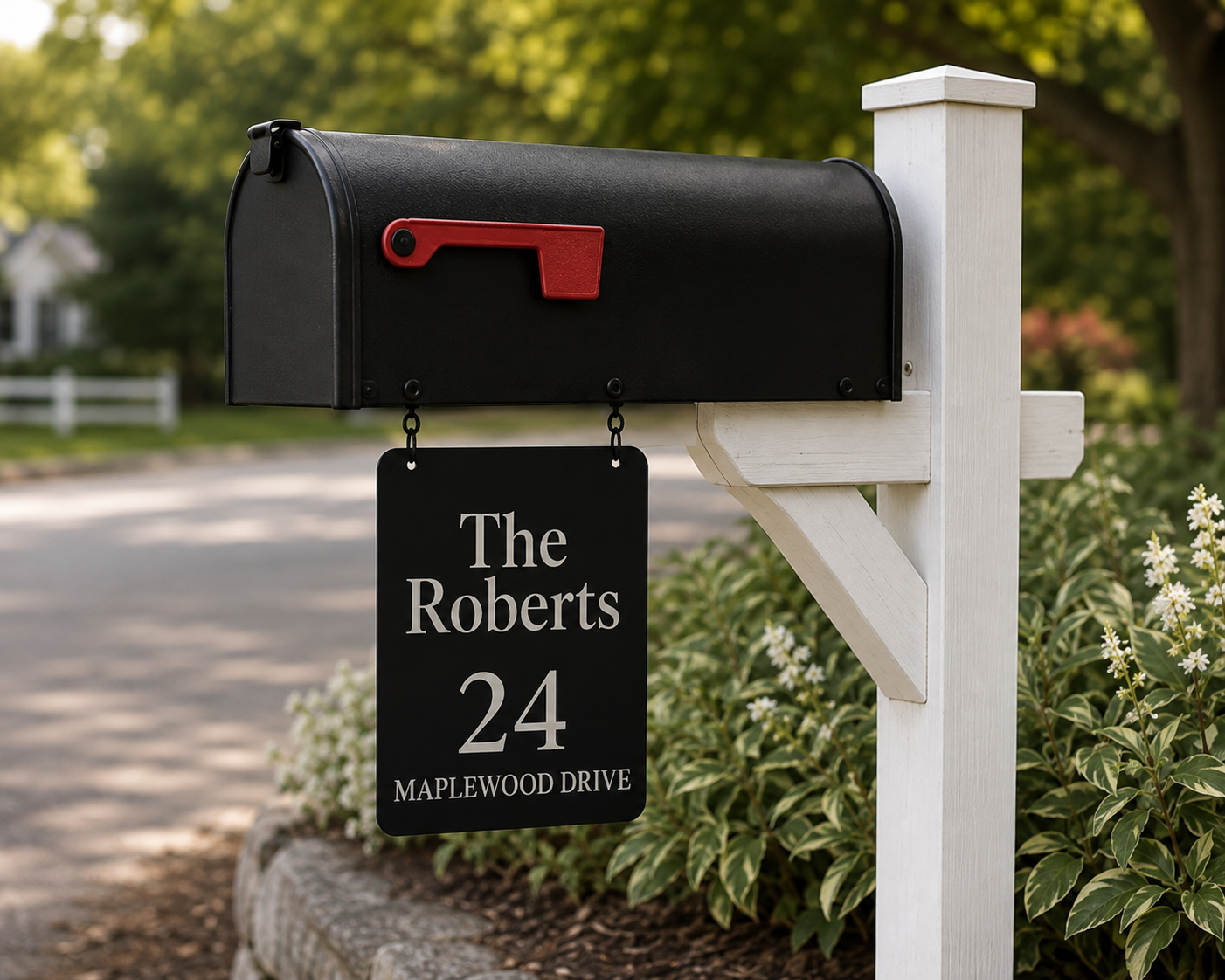 Custom 12"x18" Aluminum Laser Engraved Hanging Sign | Durable Outdoor Mailbox, Address & Garden Sign | Multiple Color Options