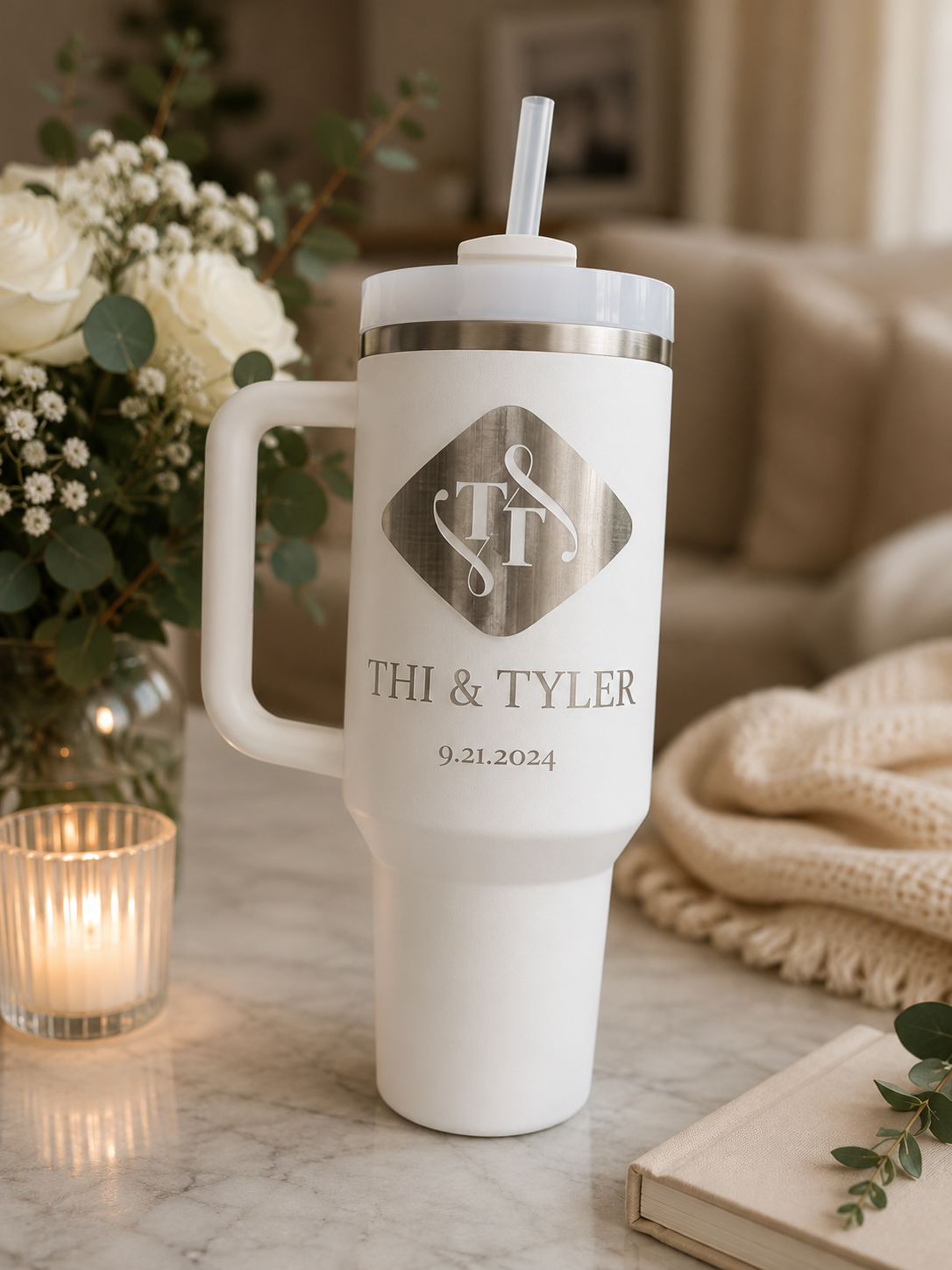 Custom Laser Engraved Wedding Party Tumblers & Water Bottles