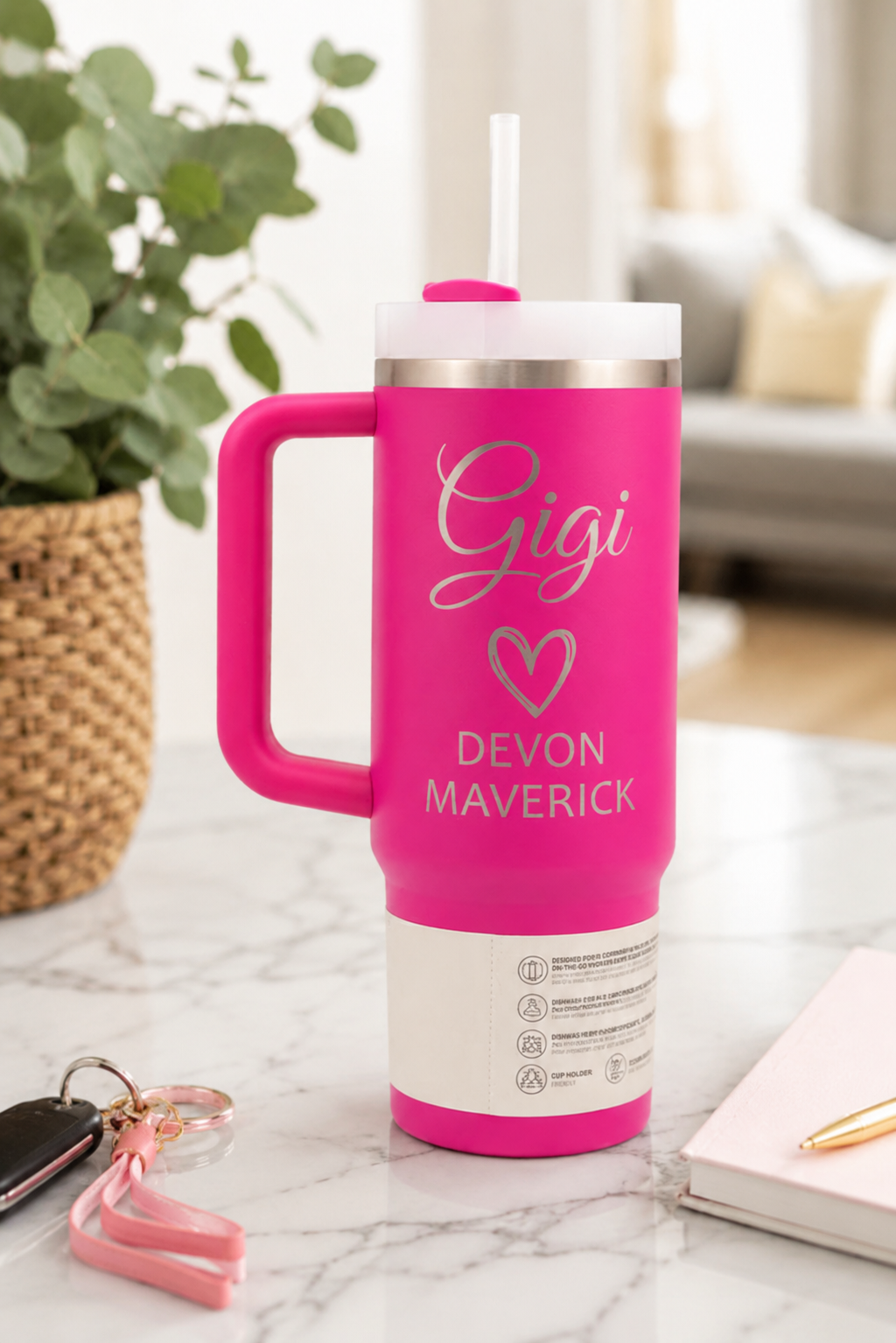 Personalized Stainless Steel Tumbler or Water Bottle – Custom Mama, Nana, Gigi Design