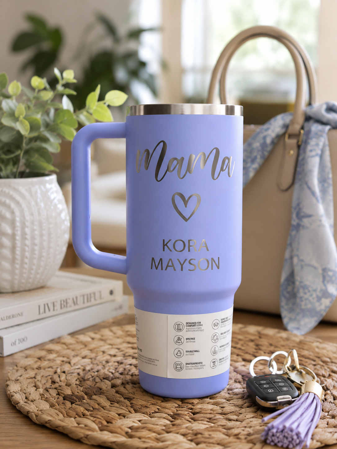 Personalized Stainless Steel Tumbler or Water Bottle – Custom Mama, Nana, Gigi Design