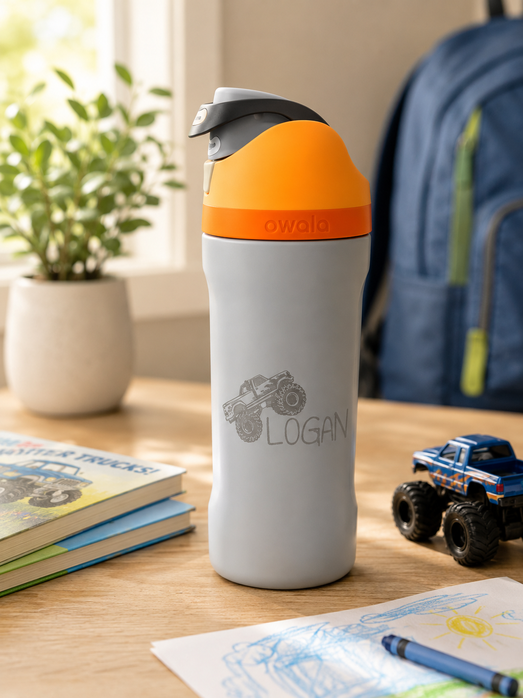 Personalized 16 oz Kids Water Bottle | Custom Laser Engraved Name & Theme | Durable Owala Bottle for School & Everyday Use