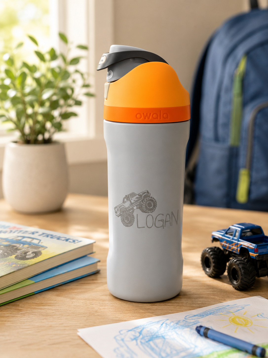 Personalized 16 oz Kids Water Bottle | Custom Laser Engraved Name & Theme | Durable Owala Bottle for School & Everyday Use