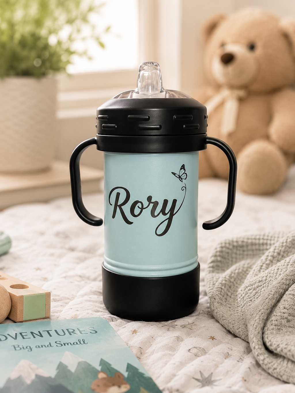 10 oz Laser Engraved Sippy Cups with Removable Handles & Silicone Boots – 8 Colors
