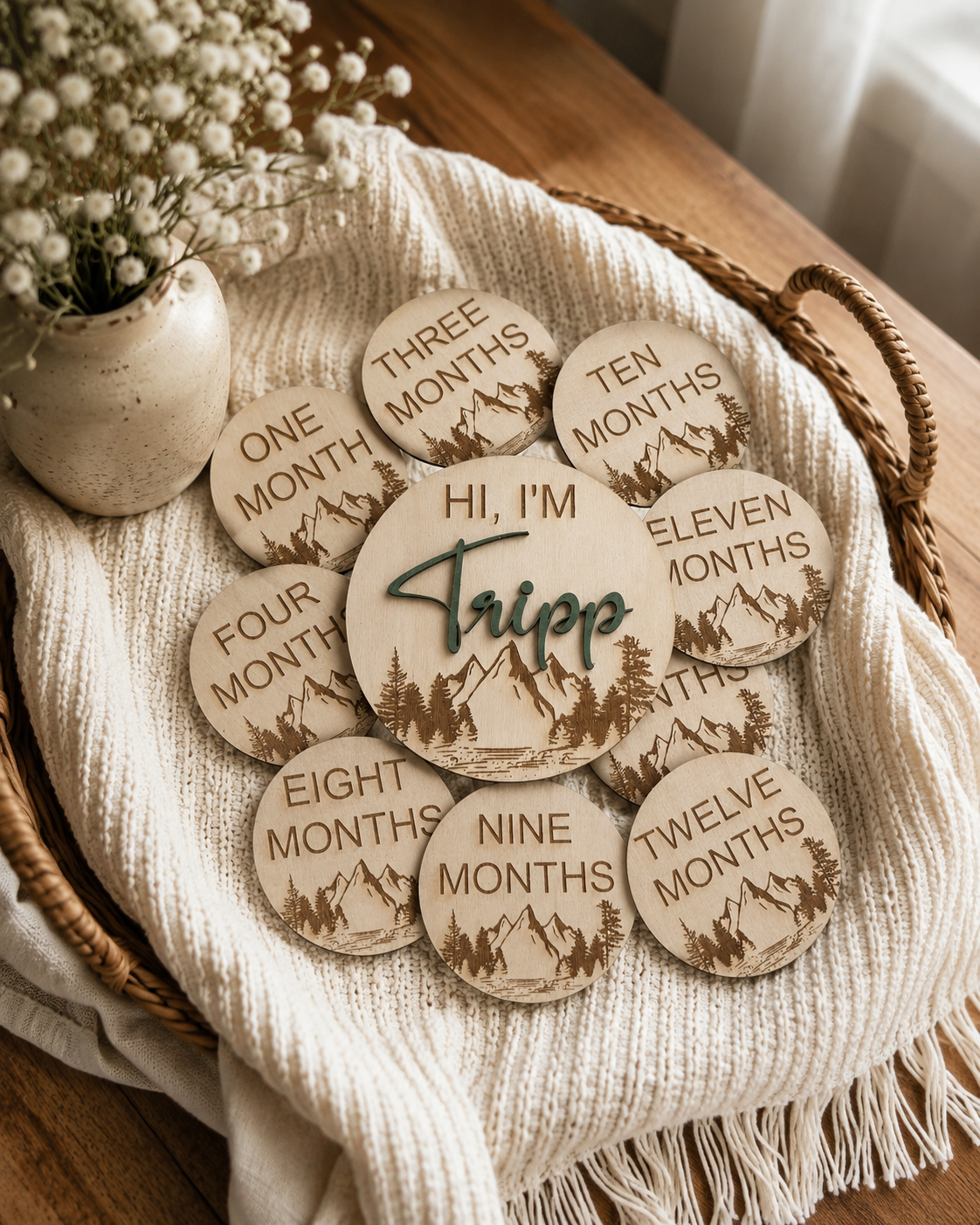 Wilderness Mountain Baby Monthly Milestone Discs – First Year Set (12)