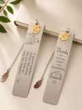 Personalized Engraved Teacher Bookmark with Apple Charm | Custom Teacher Appreciation Gift