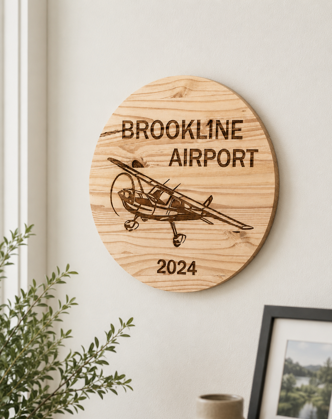 Custom 17.75" Wooden Business Sign – Personalized Laser Engraved Company Logo Wall Sign