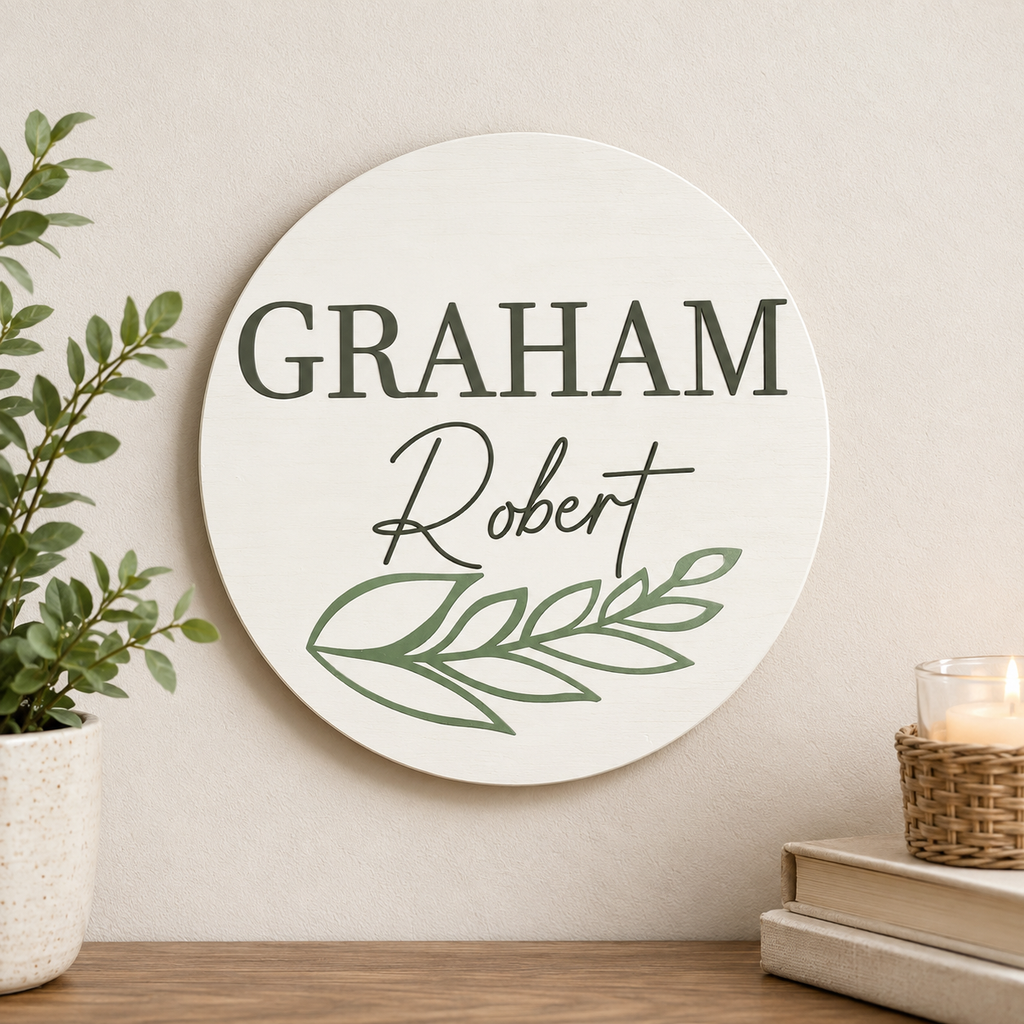 Personalized 17.75" Nursery Name Sign – Custom Wooden Baby Name Wall Decor