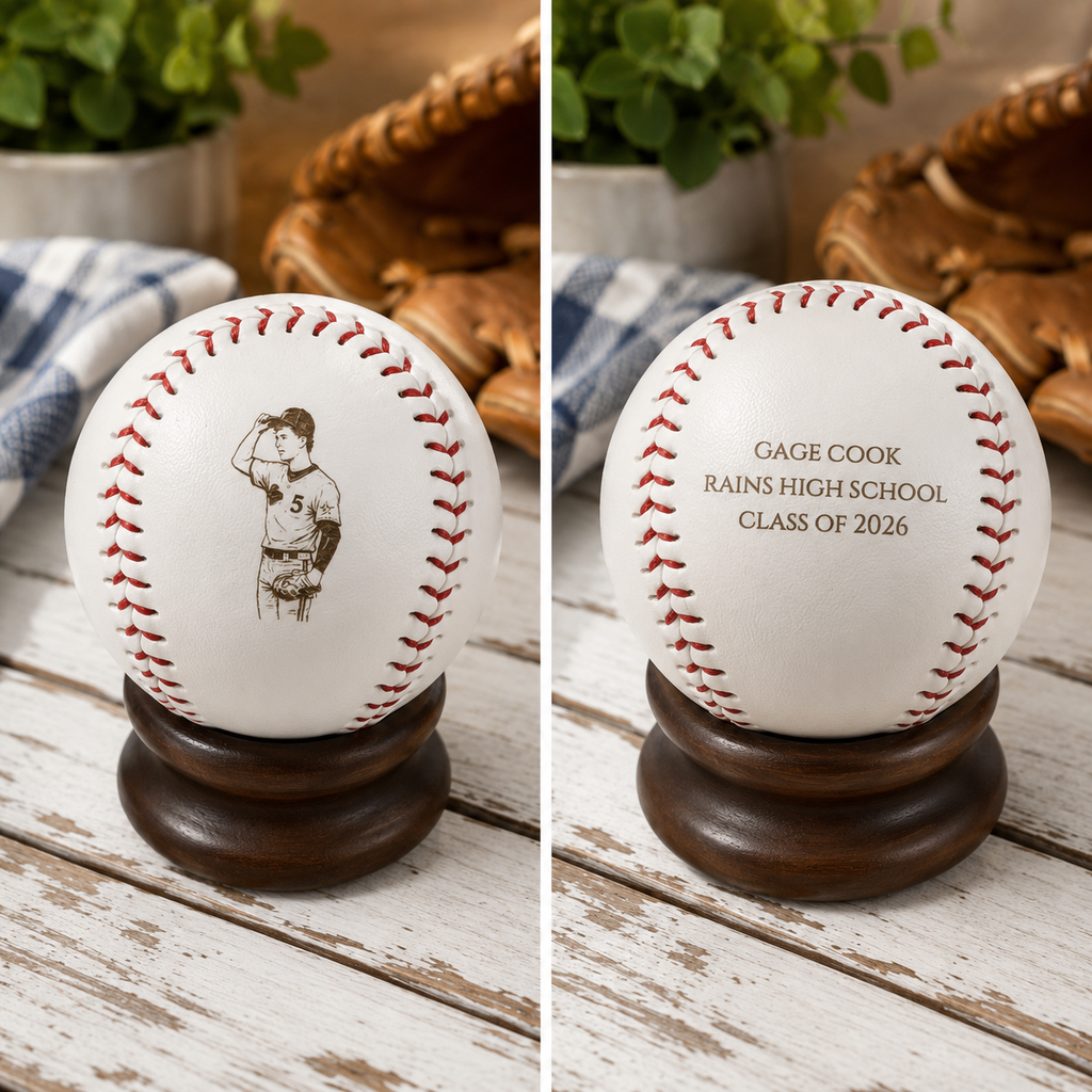 Custom Laser Engraved Baseball | Single or Double-Sided | Personalized Text or Image