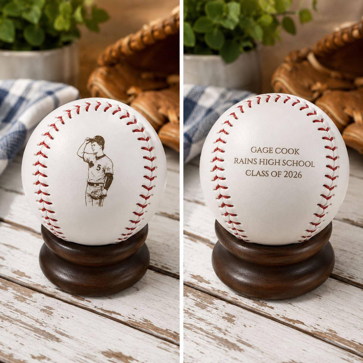 Custom Laser Engraved Baseball | Single or Double-Sided | Personalized Text or Image