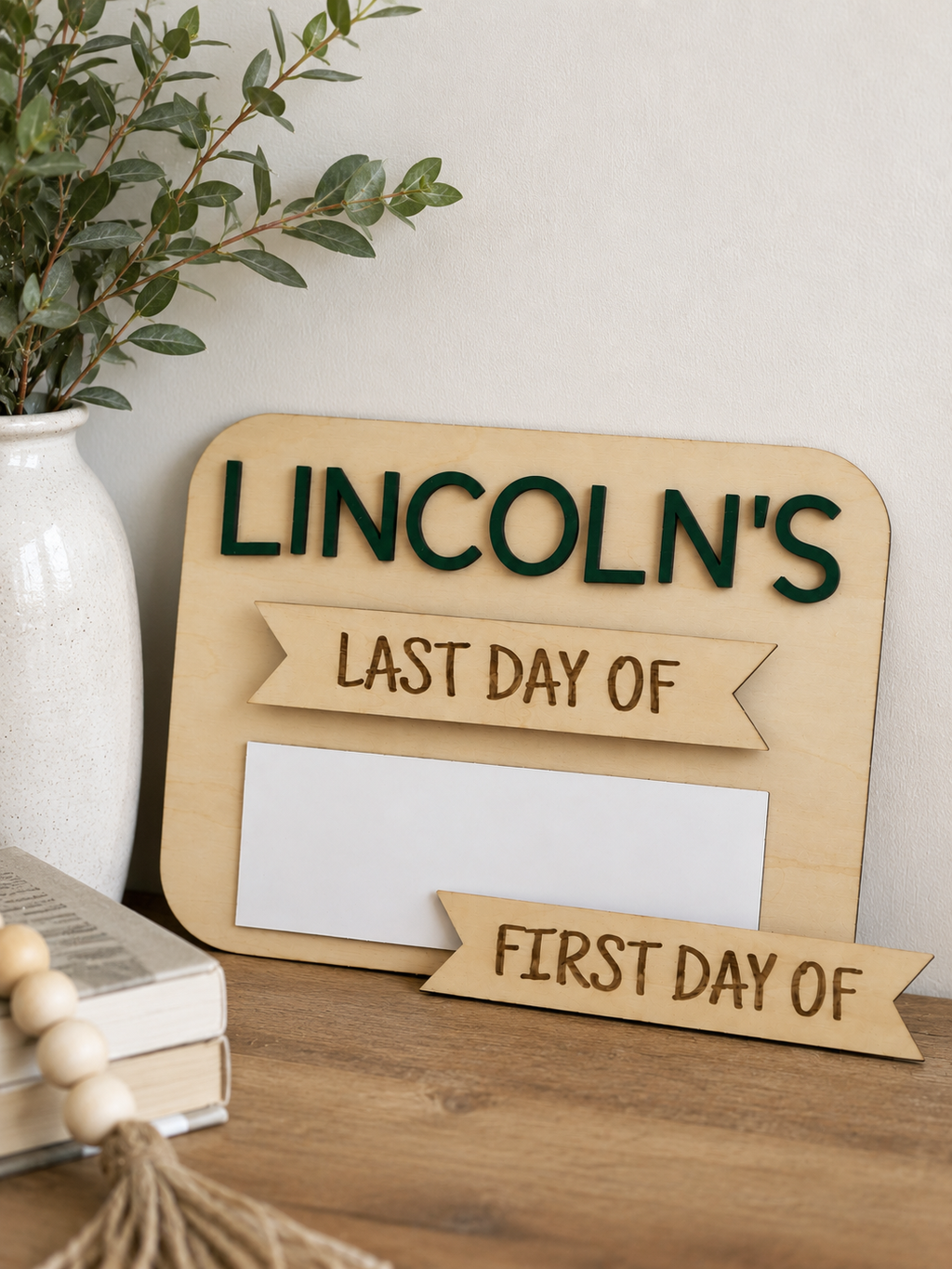 Personalized First & Last Day of School Sign | Reusable Dry Erase Back to School Board | Custom Name Milestone Photo Prop