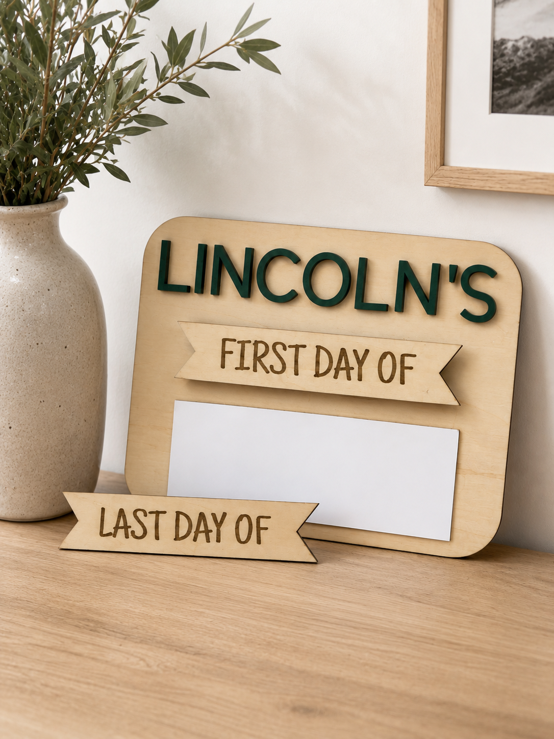 Personalized First & Last Day of School Sign | Reusable Dry Erase Back to School Board | Custom Name Milestone Photo Prop