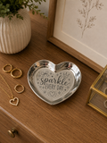 Sparkle Every Day Heart Jewelry Dish | Personalized Jewelry Tray for Girls | Ring Holder | Birthday Gift | Jewelry Organizer | Stainless Steel Trinket Dish
