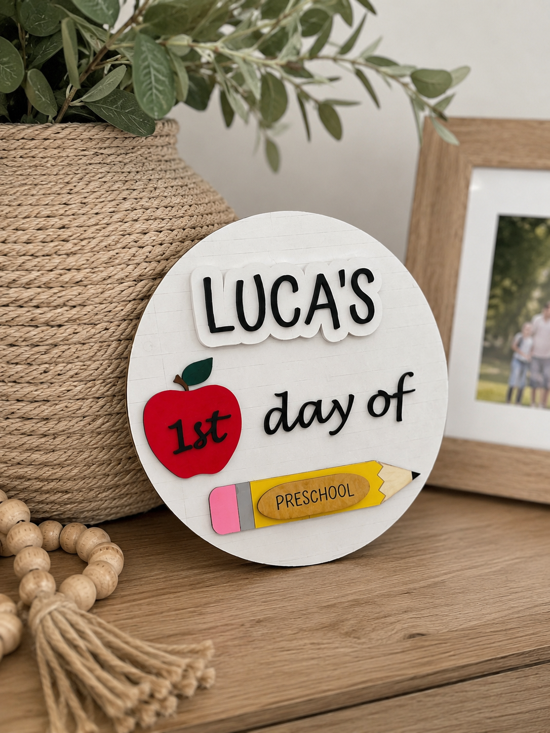 Custom Wooden First Day of School Sign | Reusable Back to School Photo Prop for Kids