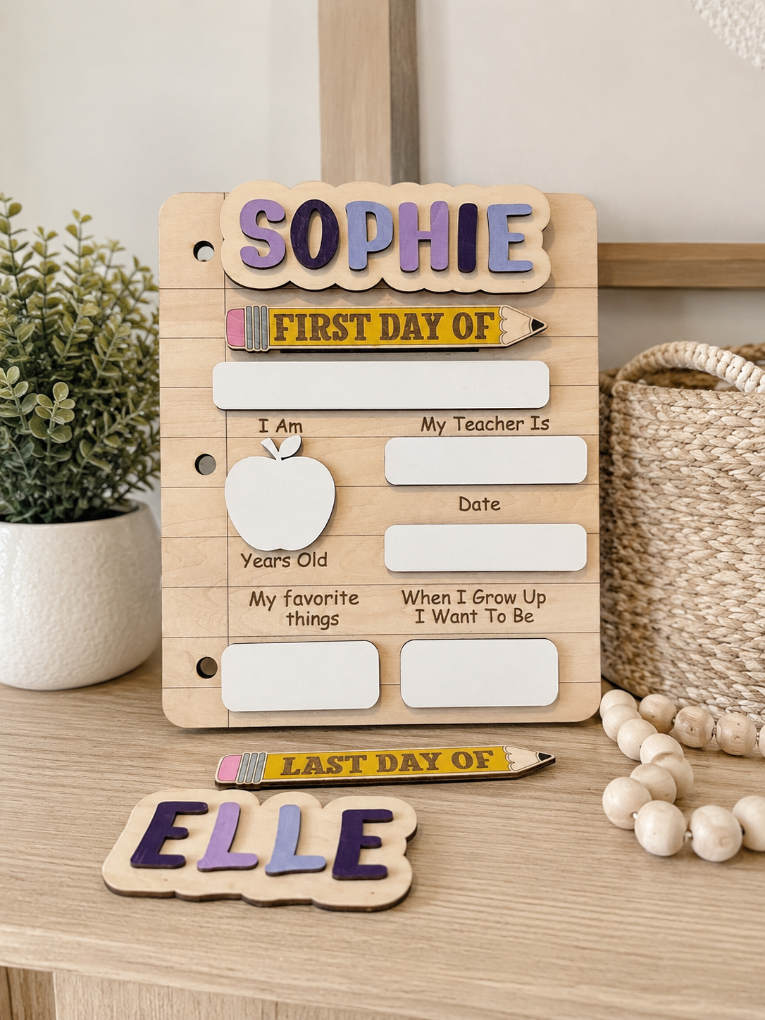 Personalized First & Last Day of School Reusable Milestone Sign | Dry Erase School Board | Custom Back to School Photo Prop