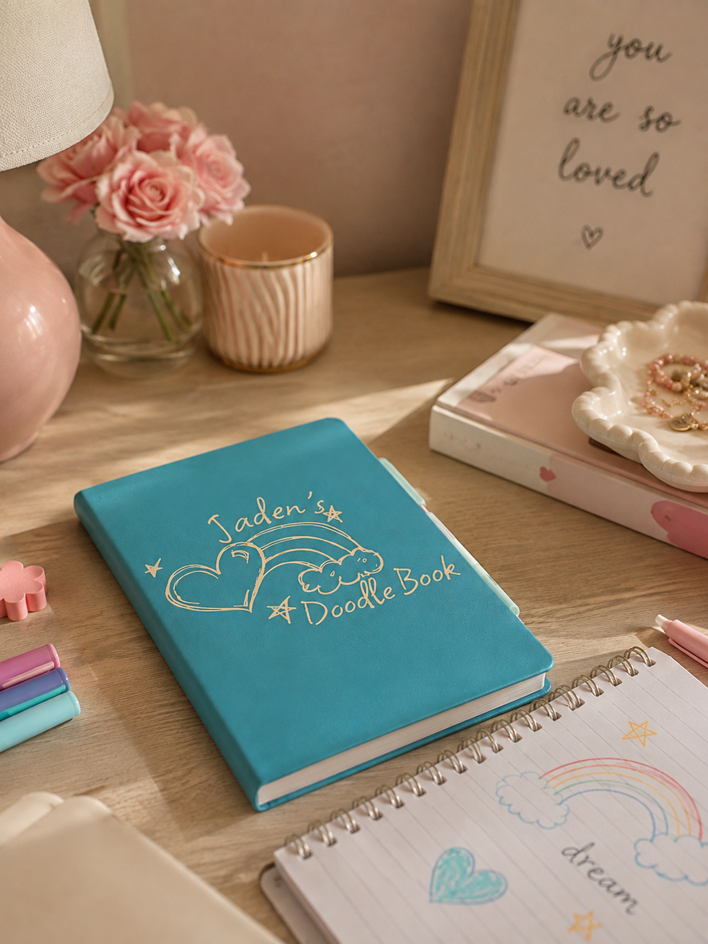 Personalized Leather Doodle Journal for Kids | Custom Laser Engraved Notebook