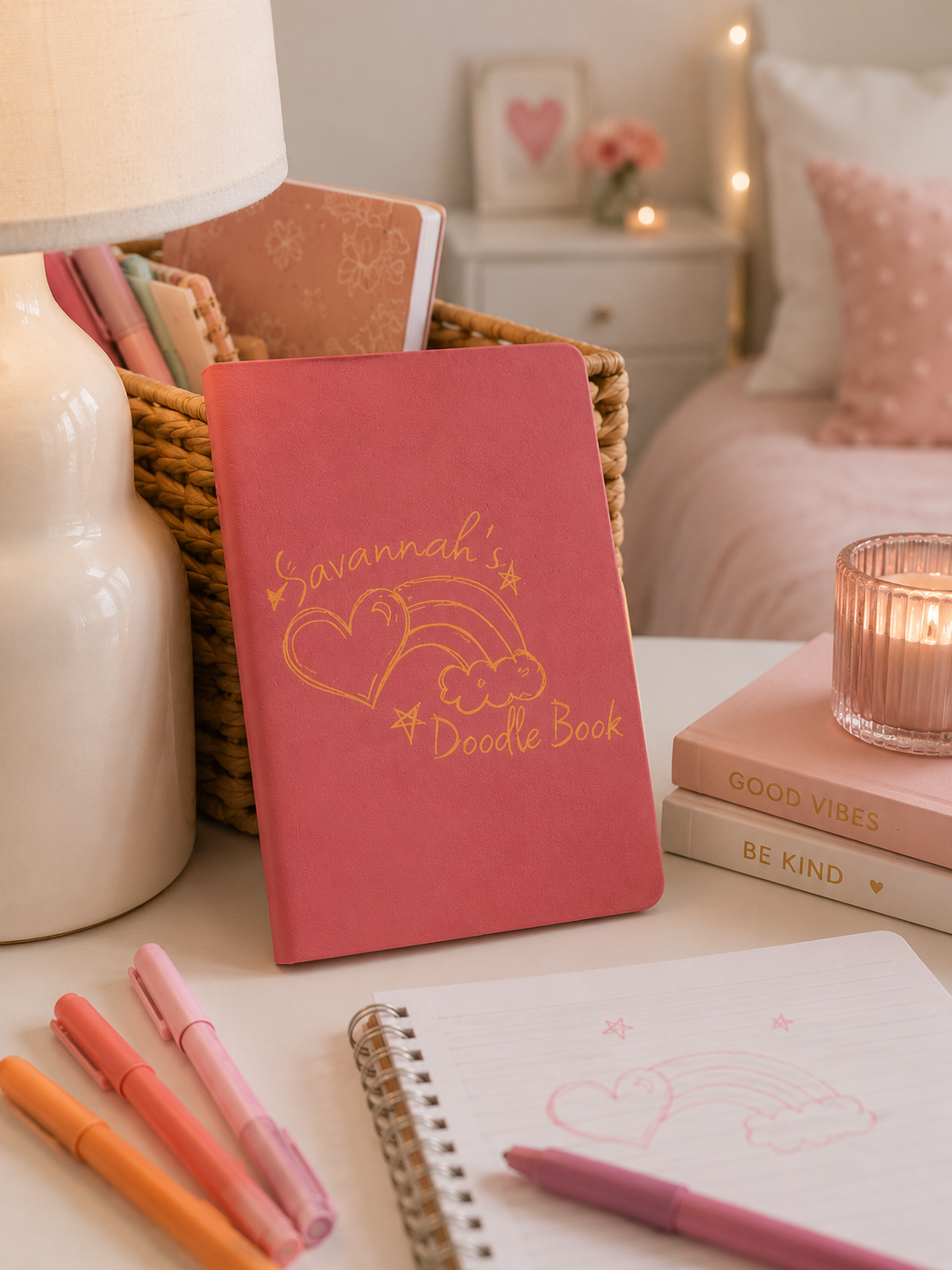 Personalized Leather Doodle Journal for Kids | Custom Laser Engraved Notebook
