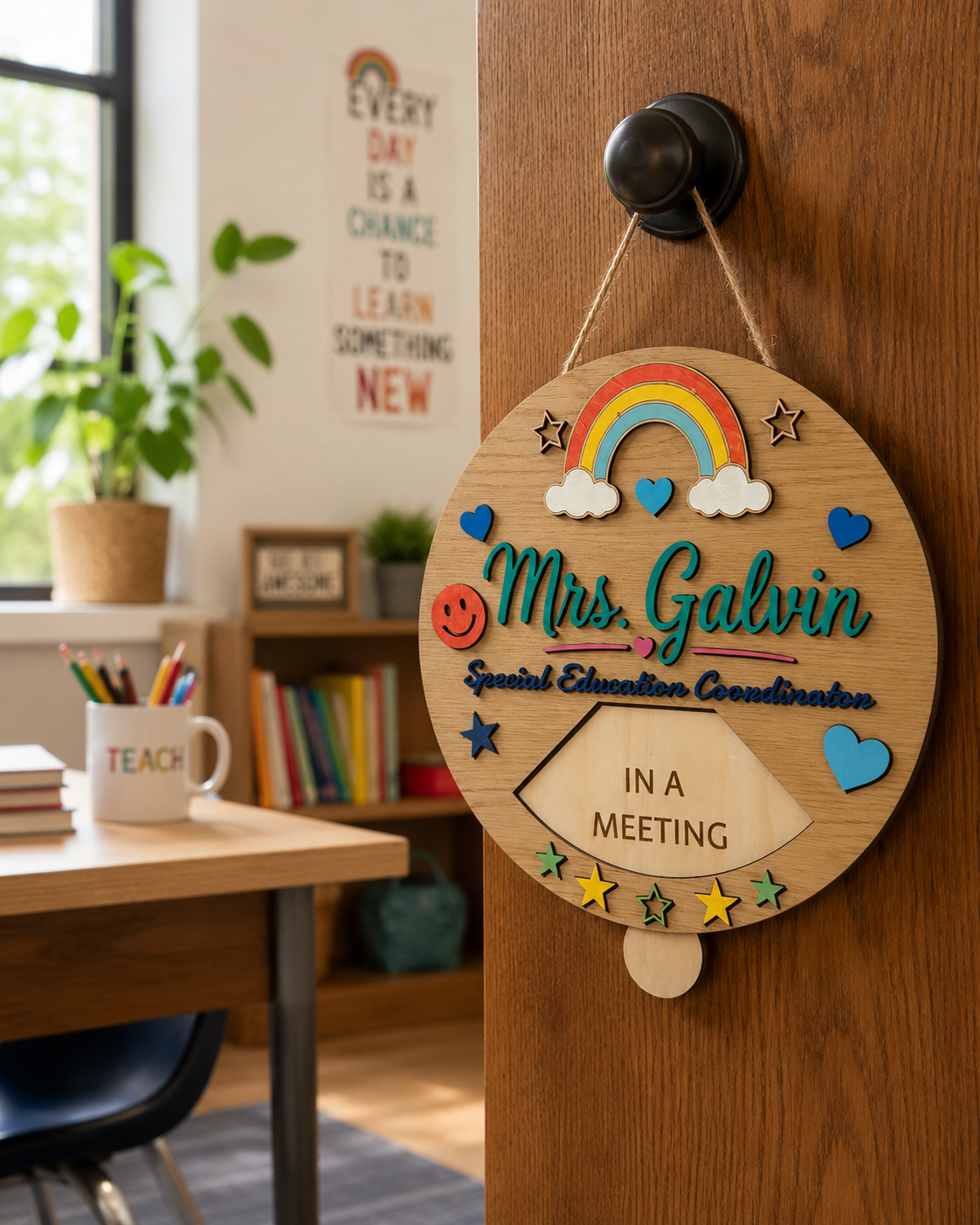 Personalized 12” Rotating Door Hanger | Custom Teacher, School Staff & Office Door Sign