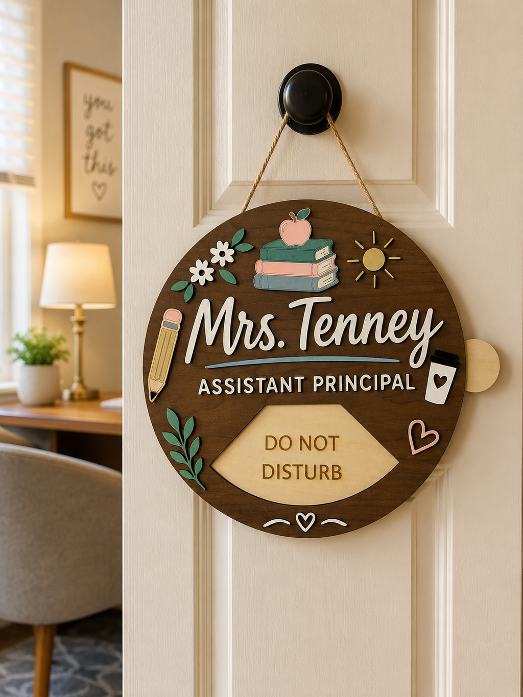 Personalized 12” Rotating Door Hanger | Custom Teacher, School Staff & Office Door Sign