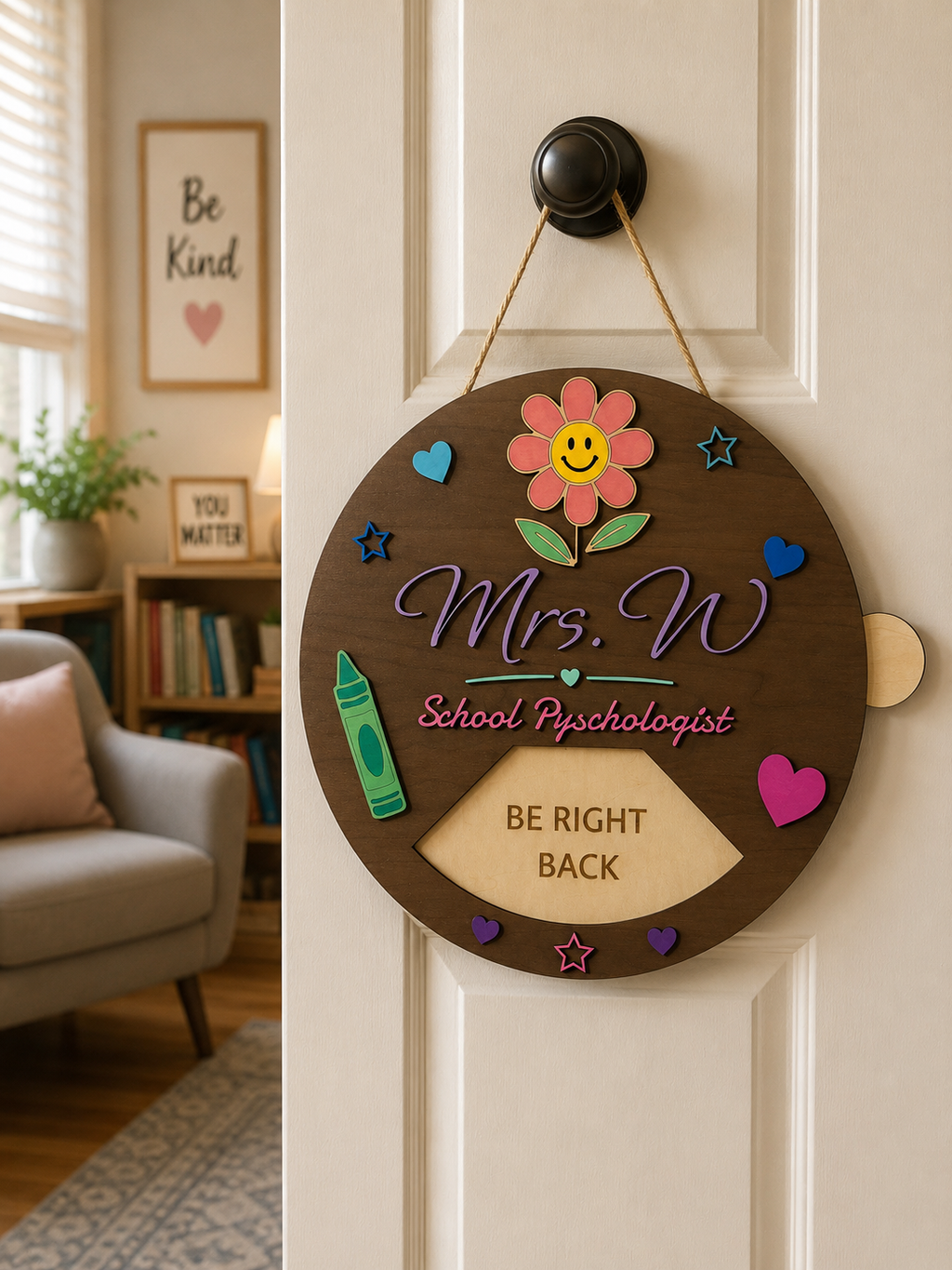 Personalized 12” Rotating Door Hanger | Custom Teacher, School Staff & Office Door Sign