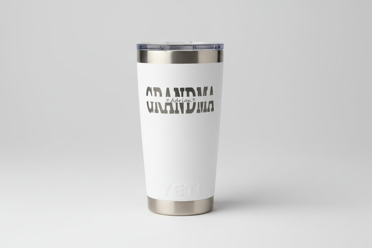 Personalized Laser Engraved Stainless Steel Tumbler: Custom Mom, Grandma, Auntie Name with Kids Names